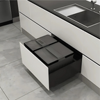 35L kitchen bin compatible with Blum, fits 600mm cabinet, black sleek design for efficient home organisation and space-saving solutions.