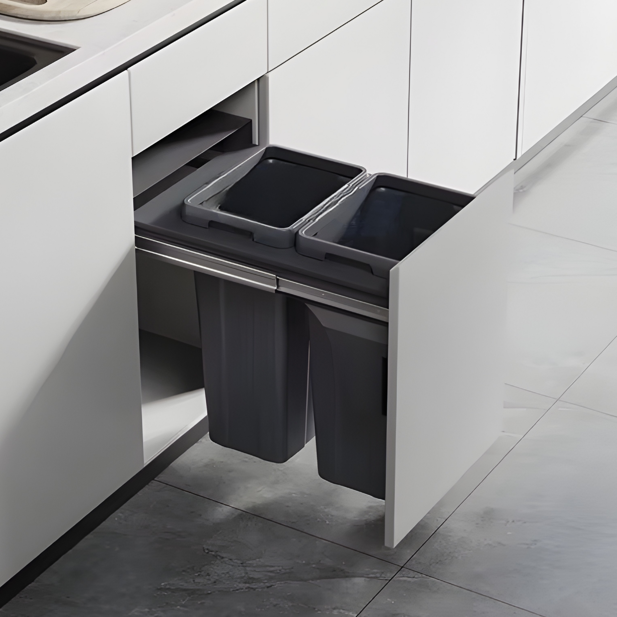 pull-out kitchen bin 2x18L for 350mm cabinet