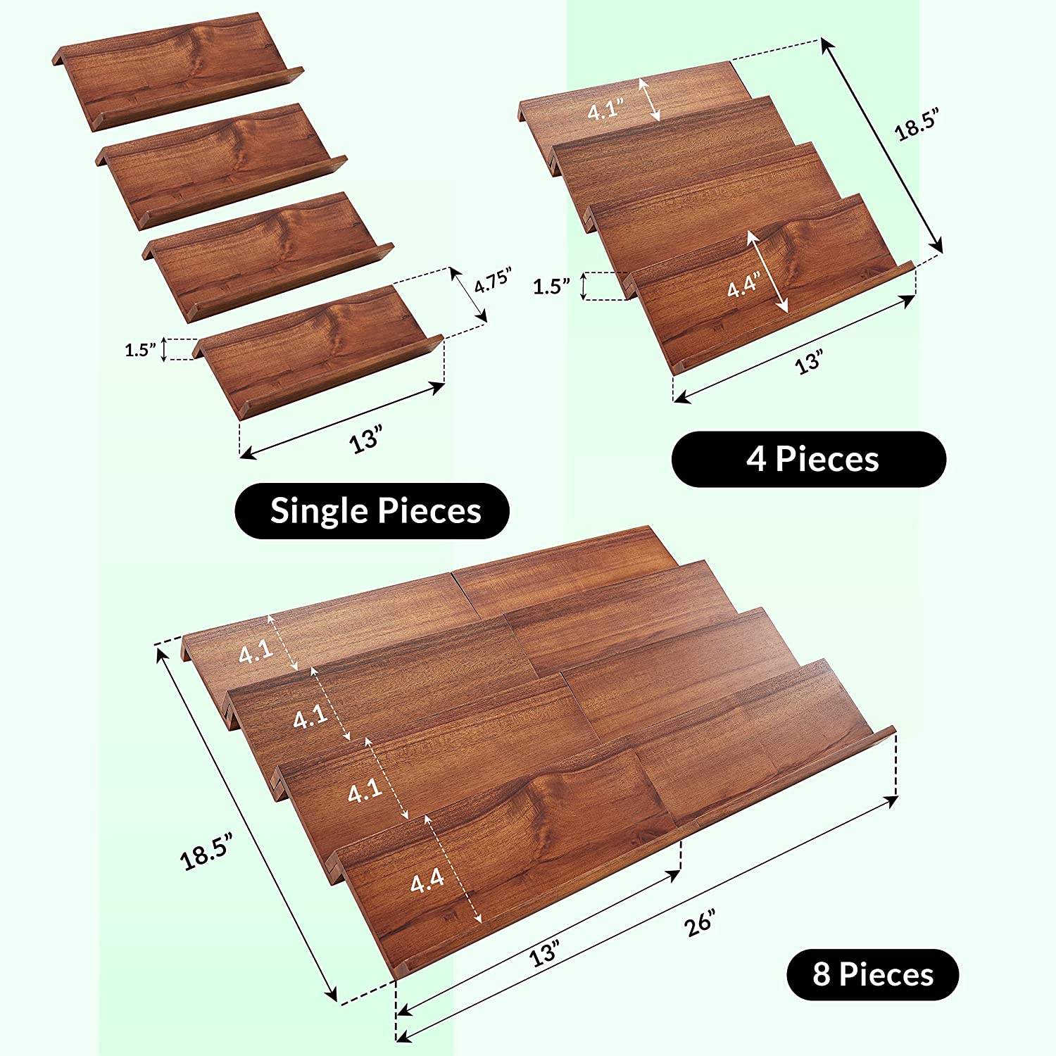Acacia Drawer Spice Rack 4 Tier - 8 Pack