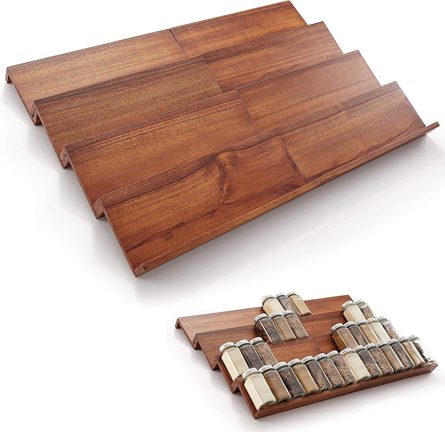 Acacia Drawer Spice Rack 4 Tier - 8 Pack