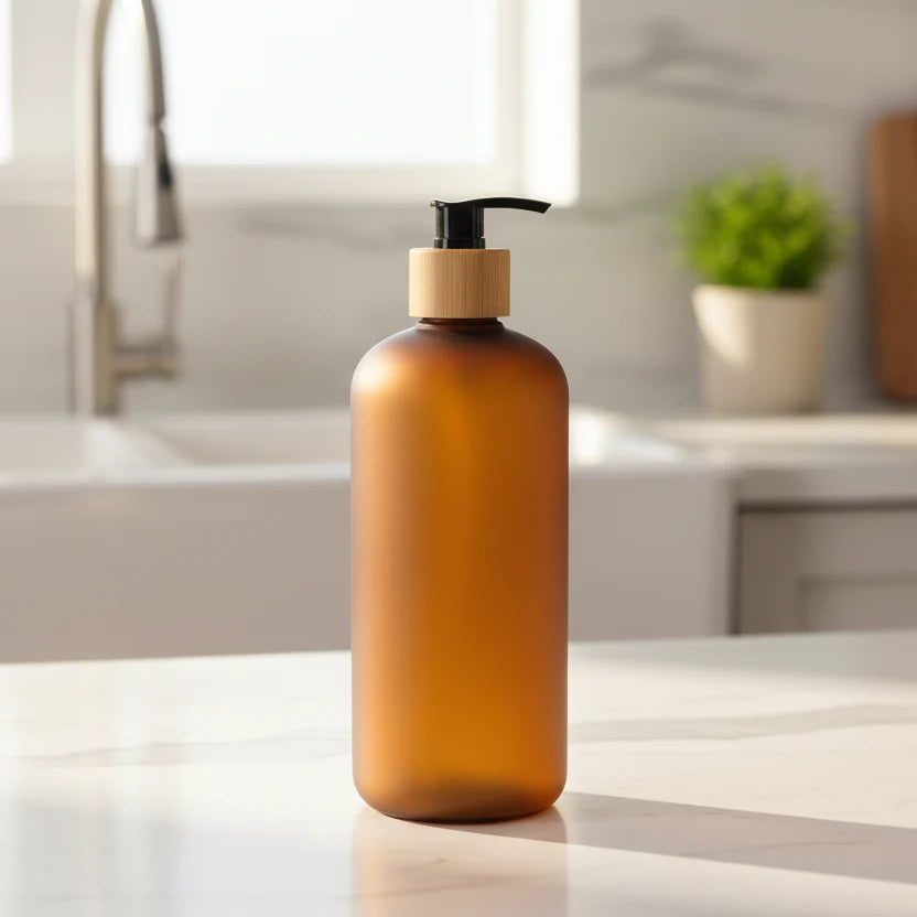 brown frost pump bottle 500ml refillable