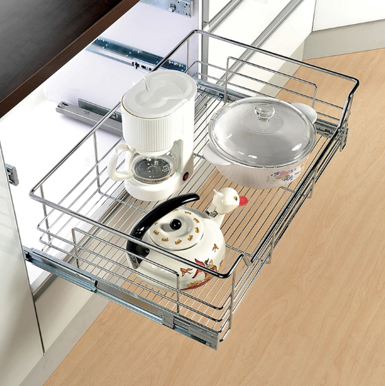 chrome wire pull-out baskets for 400mm cabinet