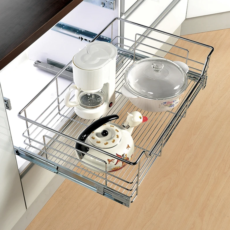 chrome wire pull-out baskets for 400mm cabinet