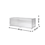 Clear modular drawer organiser for kitchen storage, 34x12x11cm. Ideal for pantry jars.