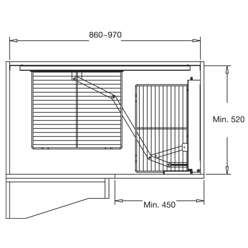 chrome magic corner unit for 900mm blind cabinets