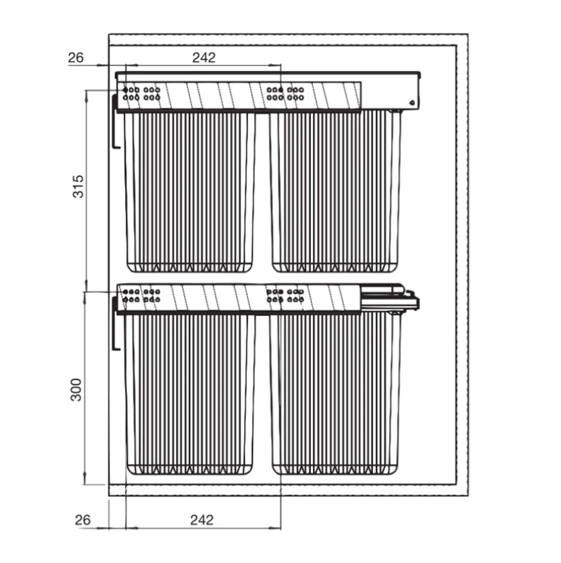 dual pull-out kitchen bin for 450mm cabinet