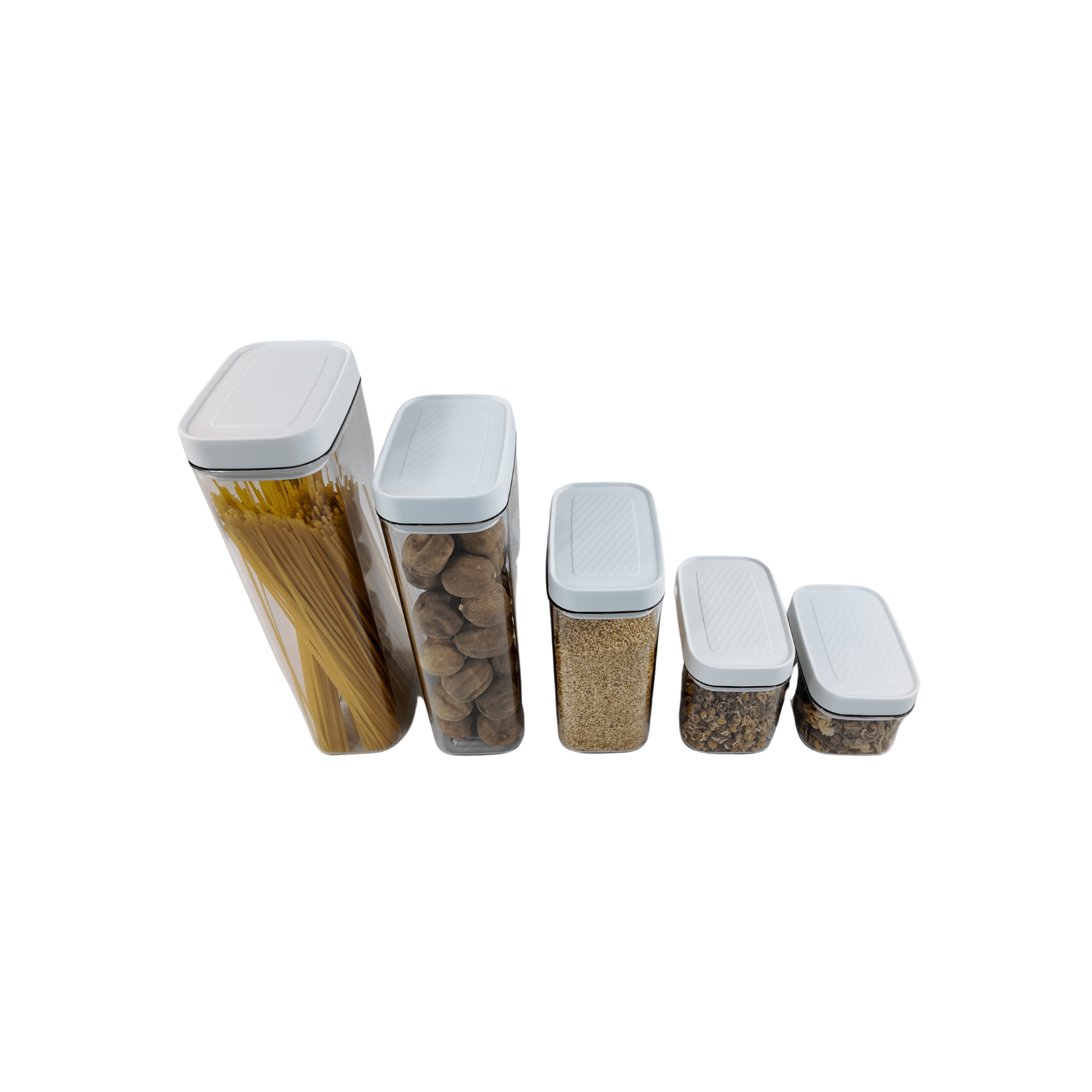 Set of white airtight 400ML pantry jars for kitchen storage and organization.