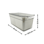 Transparent fridge storage container, 24x15.5x12.5 cm, space-saving kitchen organiser.
