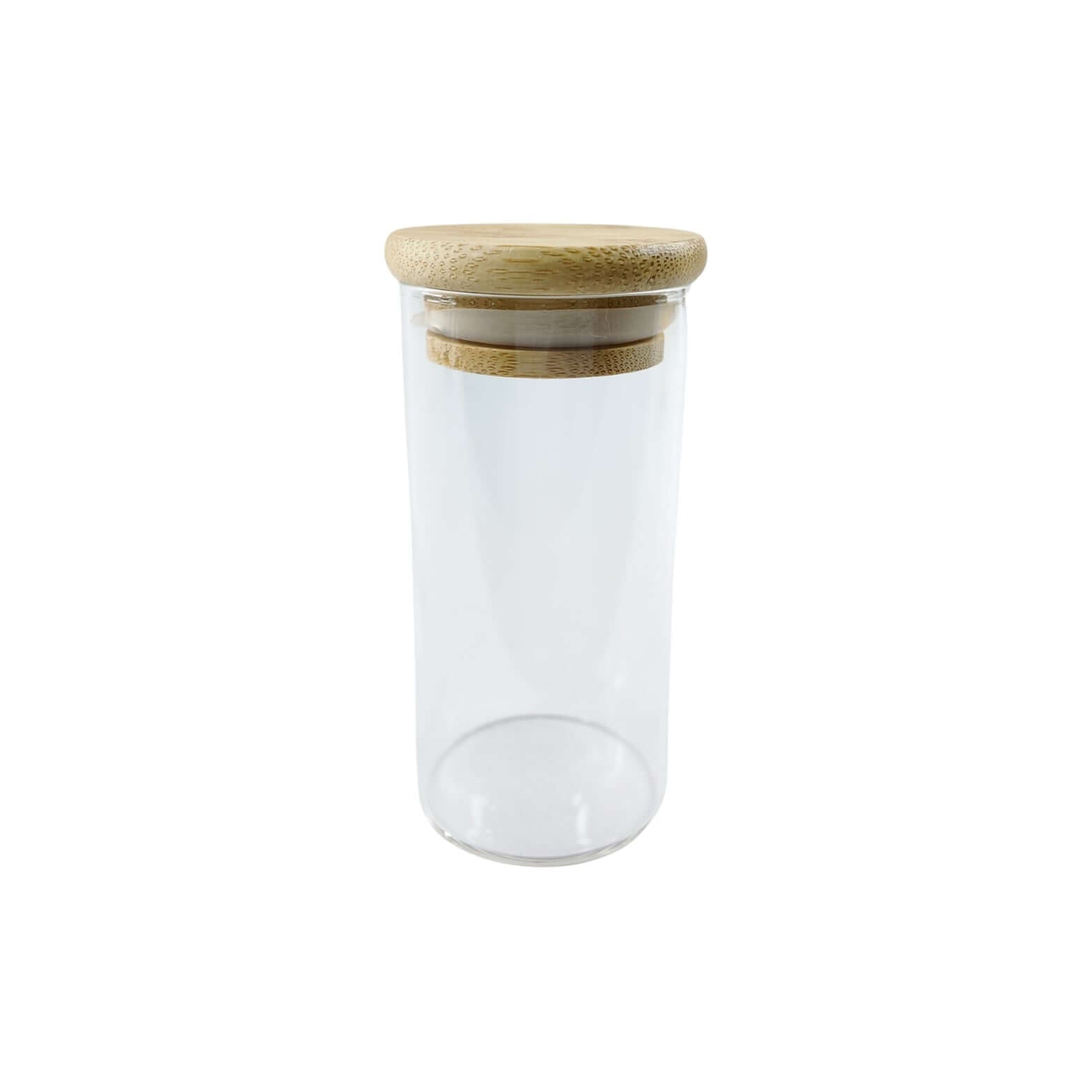 Medium bamboo lid herb jar, 160ml, ideal for pantry storage and space-saving kitchen organization.