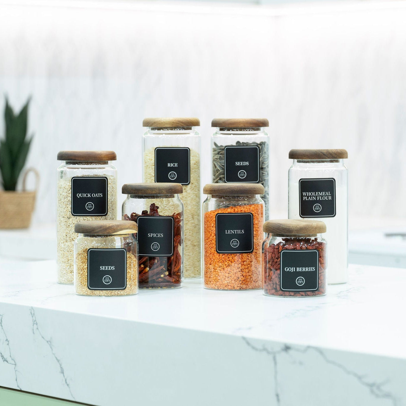 1500ml Acacia Glass Jar – Airtight Kitchen Storage