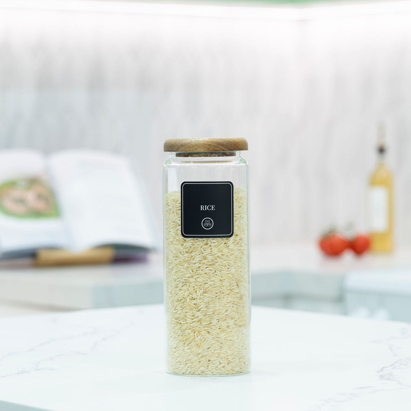 1500ml Acacia Glass Jar – Airtight Kitchen Storage