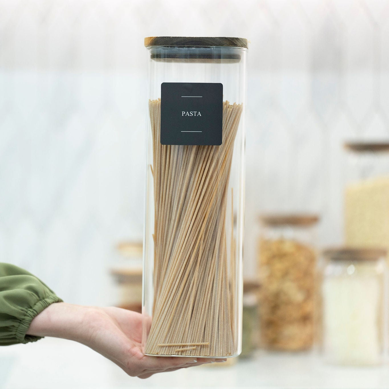 Square Acacia Lid Glass Jars – 5 Sizes