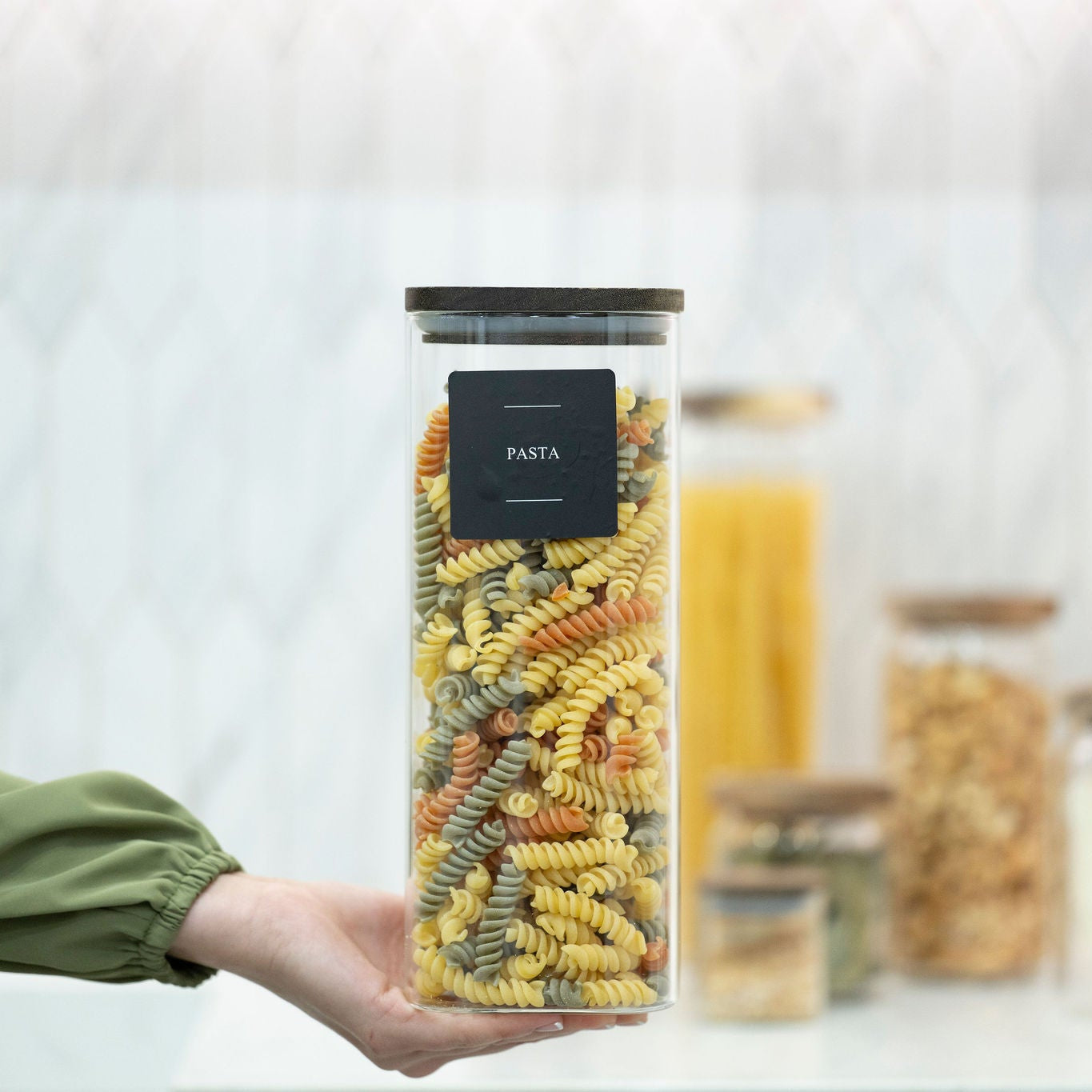 Square Acacia Lid Glass Jars – 5 Sizes