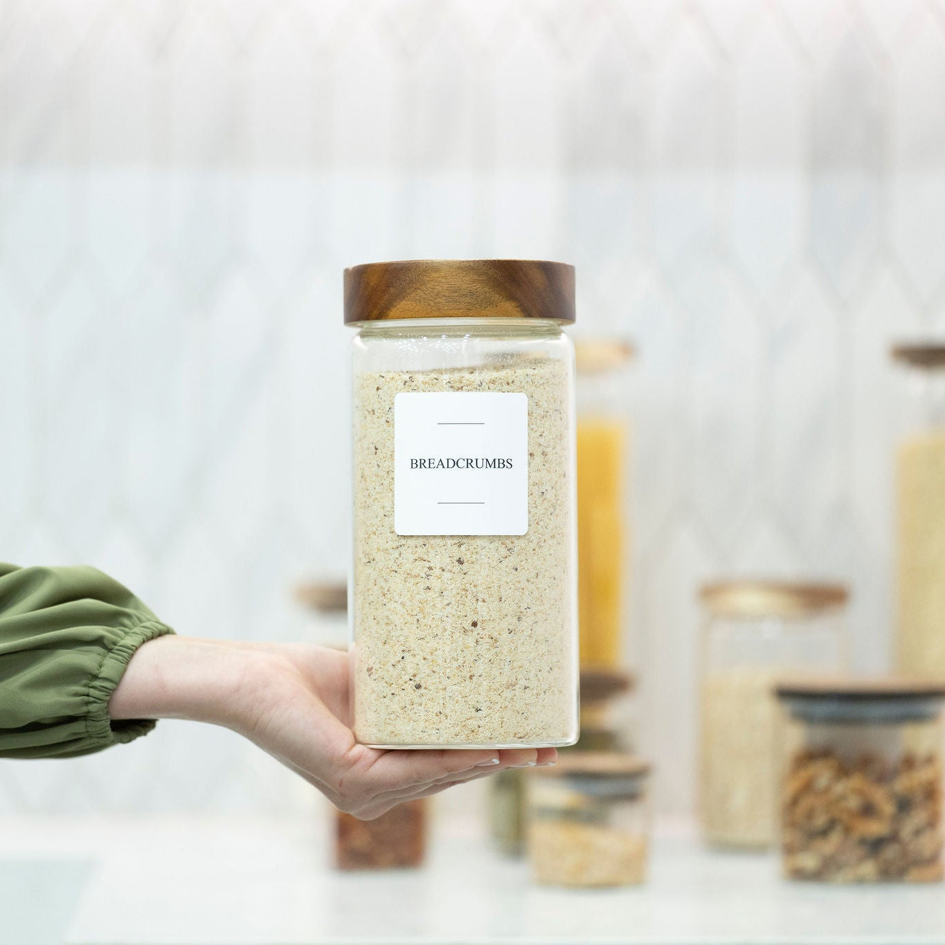 1200ml Acacia Screw-On Glass Pantry Jar
