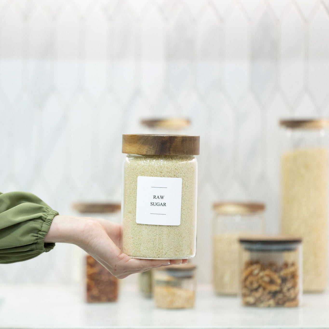 900ml Acacia Screw-On Glass Pantry Jar