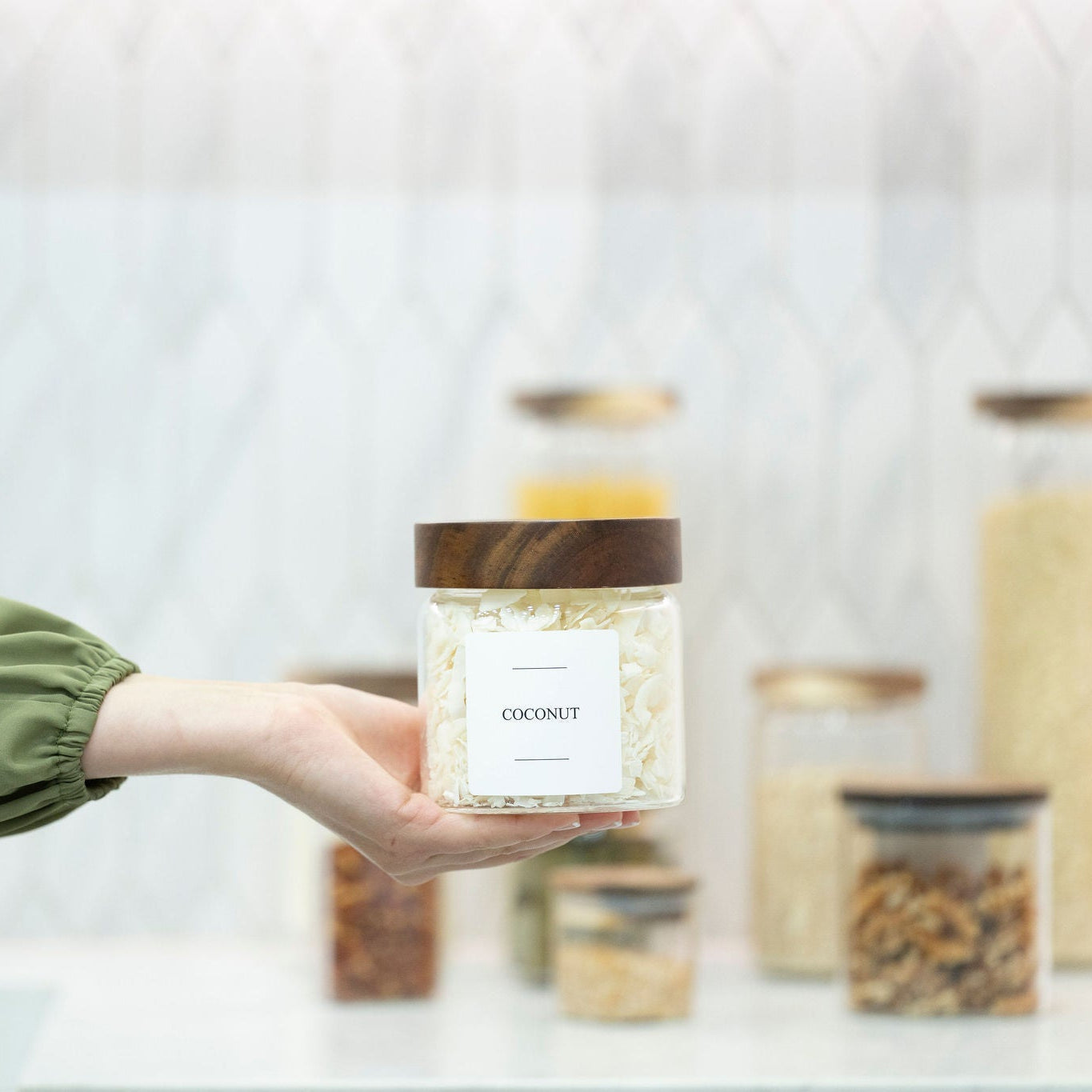 600ml Acacia Screw-On Glass Pantry Jar