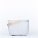 Small White Mesh Basket with Wooden Handle