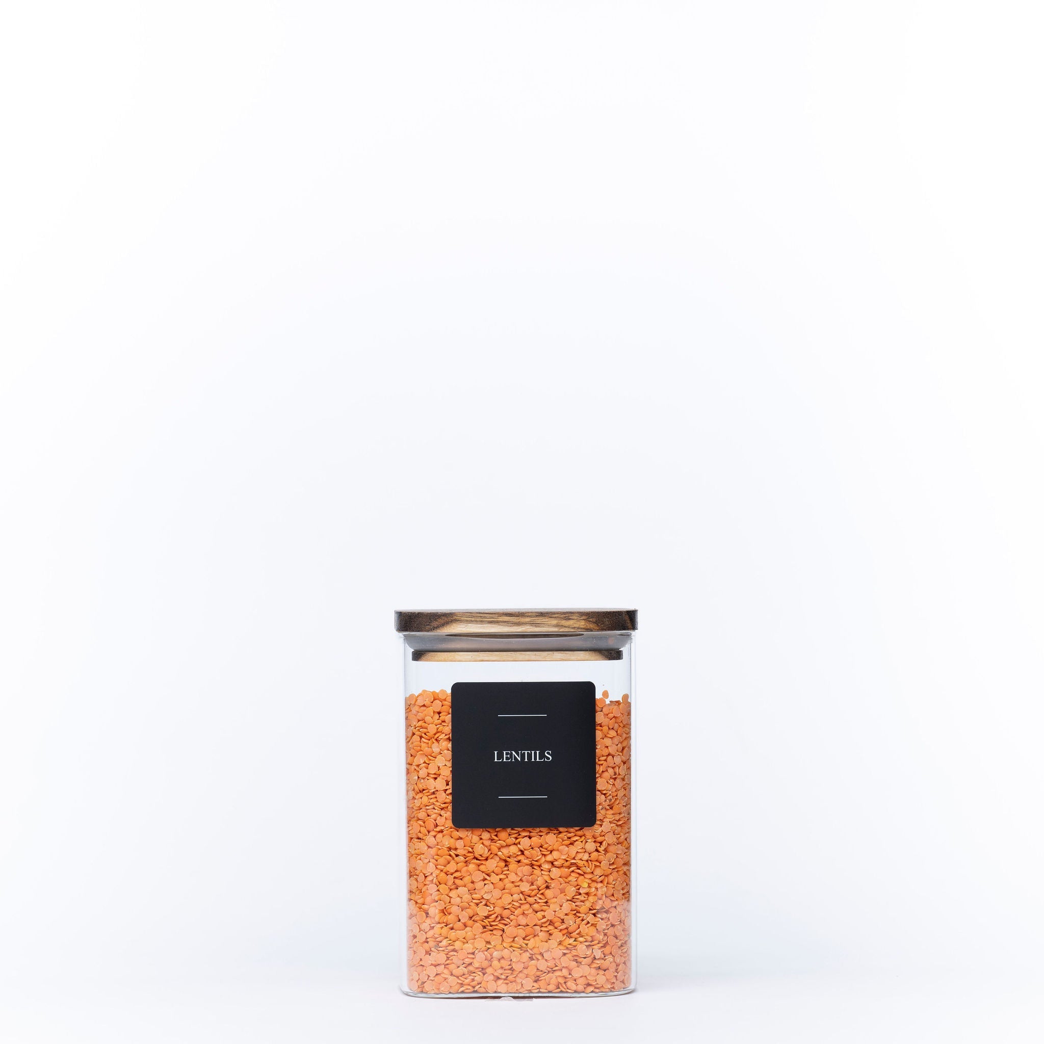 Square Acacia Lid Glass Jars – 5 Sizes