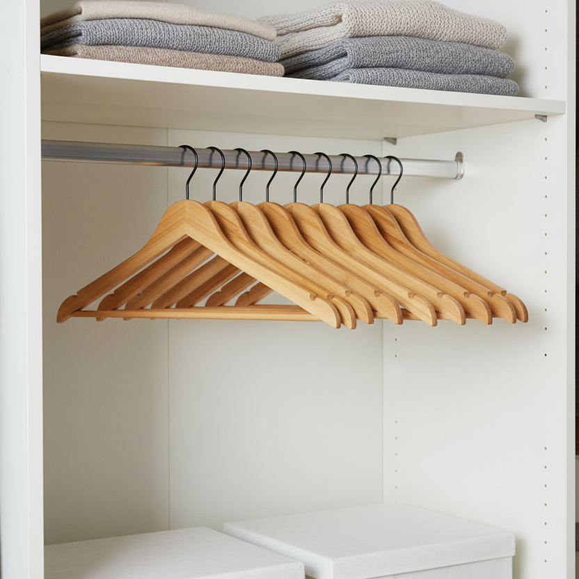 Bamboo Coat Hangers 4 Pack – Black Matte Hook