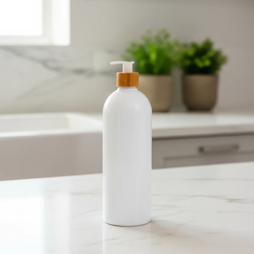 white bathroom pump bottle 1L refillable