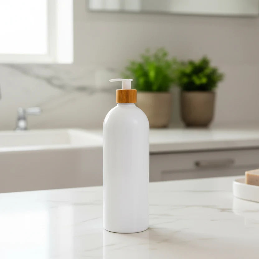 White Bathroom Pump Bottle – 1 L Refillable Dispenser