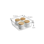 Clear Drawer Organiser Set – 8pc Modular Storage with bamboo jars, perfect for pantry and fridge use.