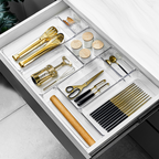 Clear Drawer Organiser Set – 8pc Modular Storage for kitchen utensils, ideal storage organisers for home organisation.